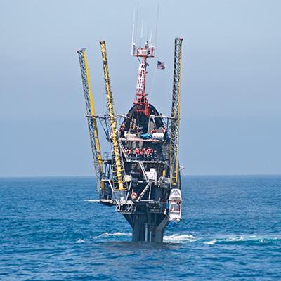 The Floating Instrument Platform FLIP deployed at sea.